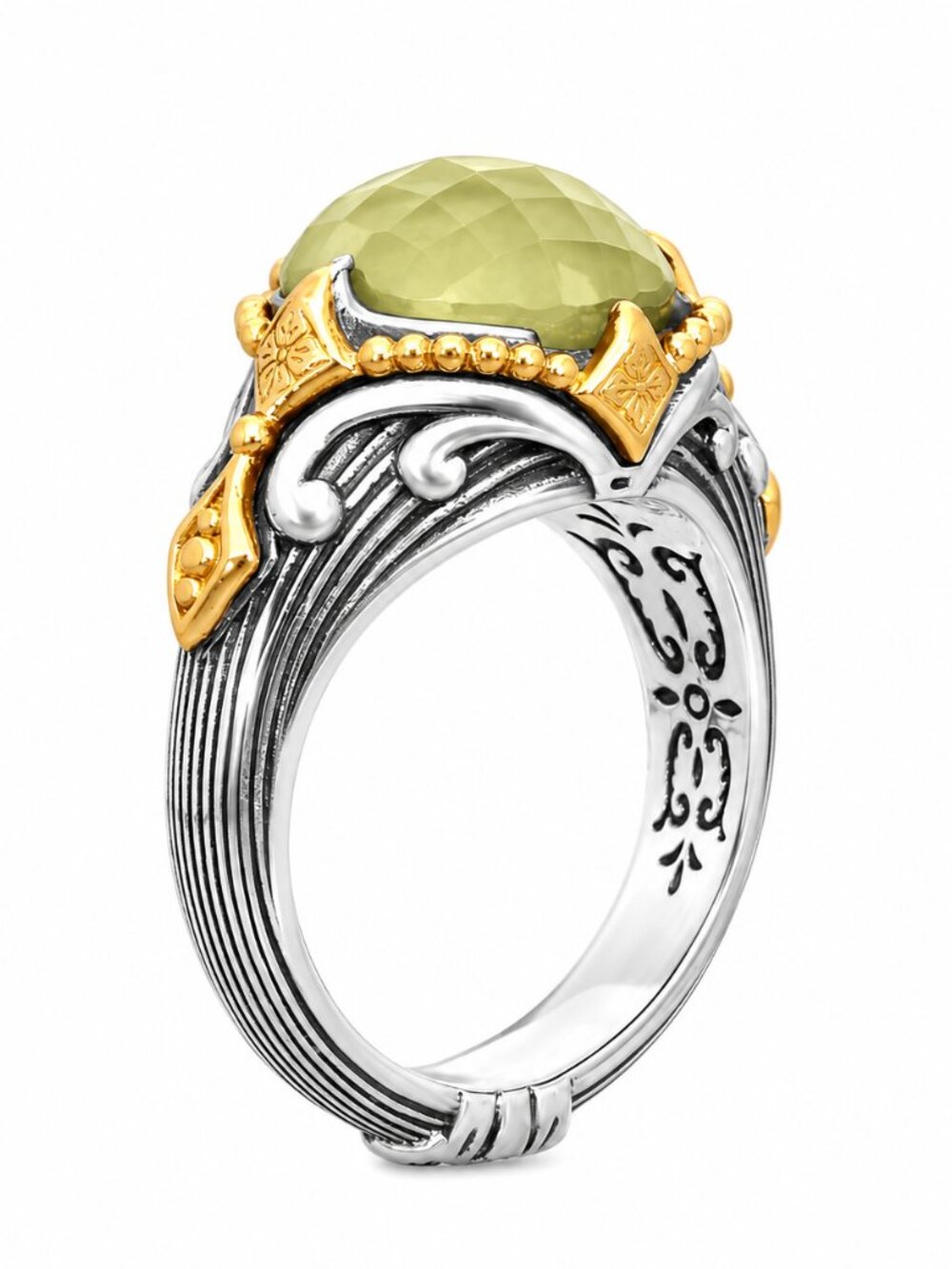 KONSTANTINO 925 Sterling Silver & 18K Gold Gen K2 Yellow Agate Triplet Ring 7